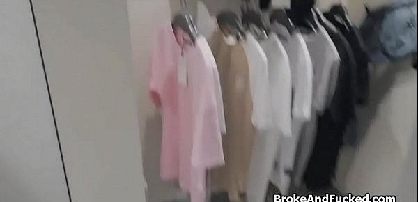  Sexy shop assistant blows for extra cash